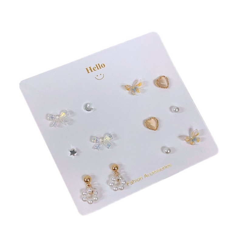 Set 6 đôi khuyên tai AY đính đá thời trang dành cho nữ