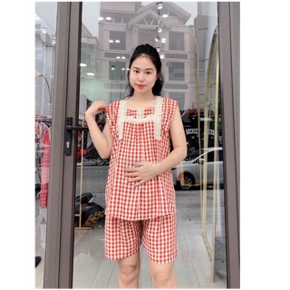 Đồ bộ bầu kẻ xinh xuất sắc (kèm ảnh khách mặc)