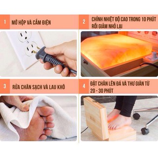 Hộp Đèn Đá Muối Himalaya Mặt phẳng Massage Chân Tặng 5 móc treo siêu dính