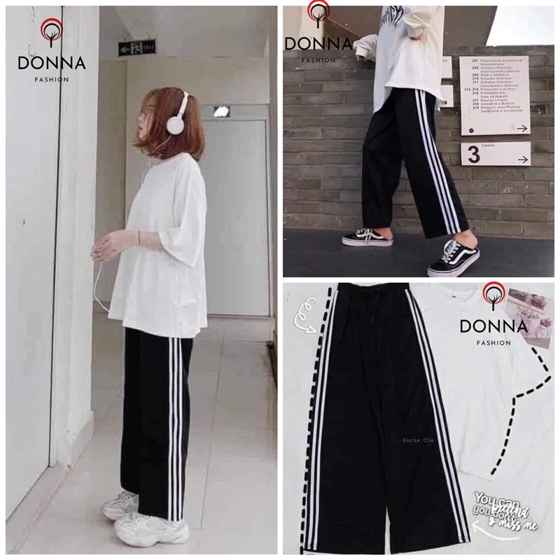 [Rẻ nhất shopee] Quần 3 sọc ống rộng, quần chạy rót quần thể thao 3 sọc ulzzang