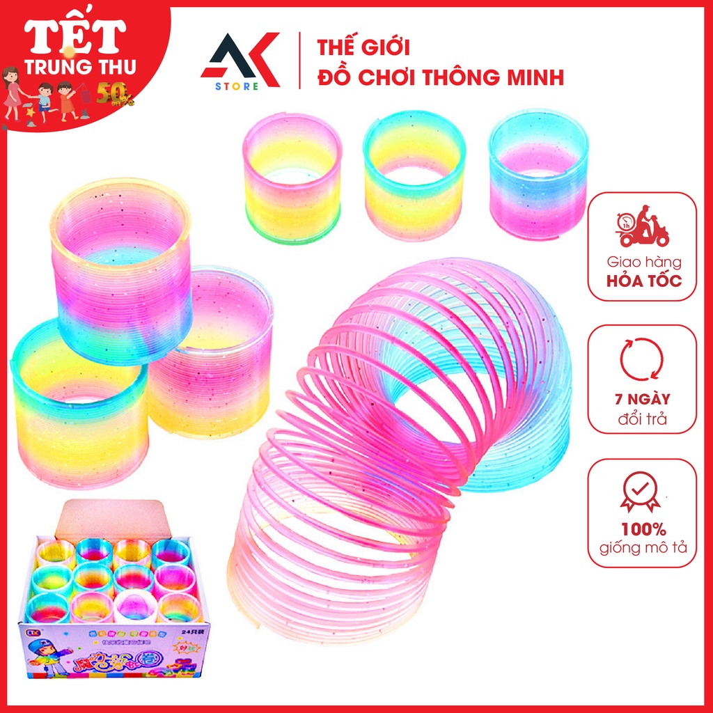 Đồ Chơi Lò Xo Vòng Tròn Ma Thuật Cầu Vồng Phong Cách Mới Cho Bé