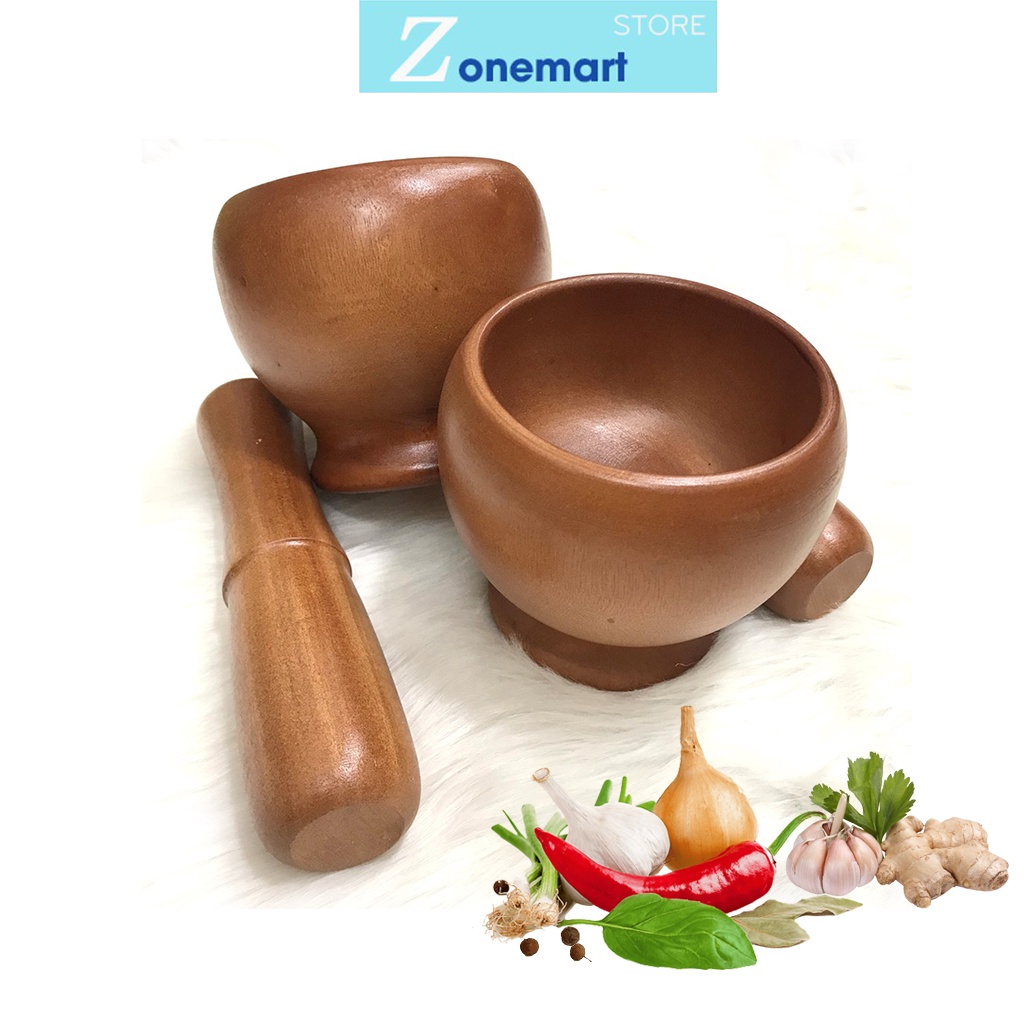 Bộ cối chày gỗ giã gừng tỏi B097