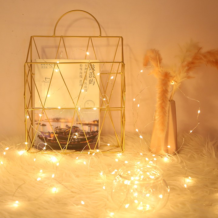 Dây đèn Led đom đóm Fairy Light dùng pin màu Vàng ấm trang trí hộp quà