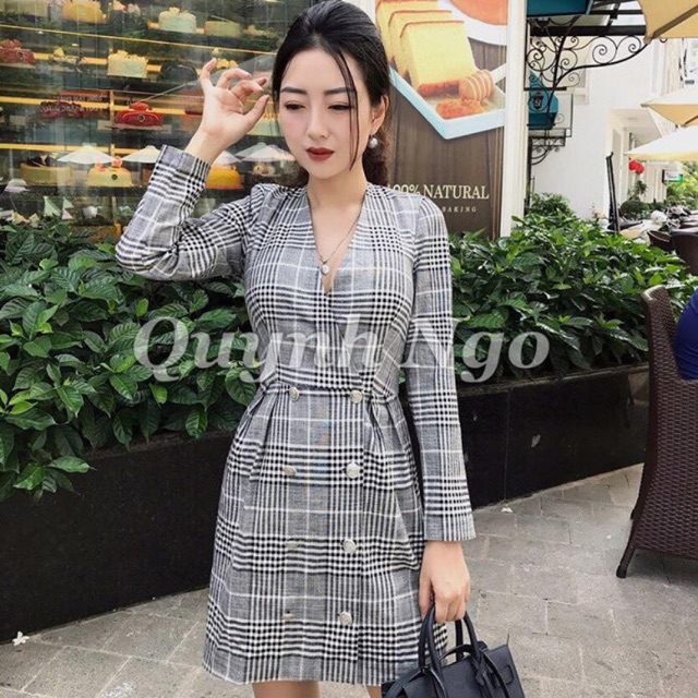 #zara ĐẦM KẺ KHUY