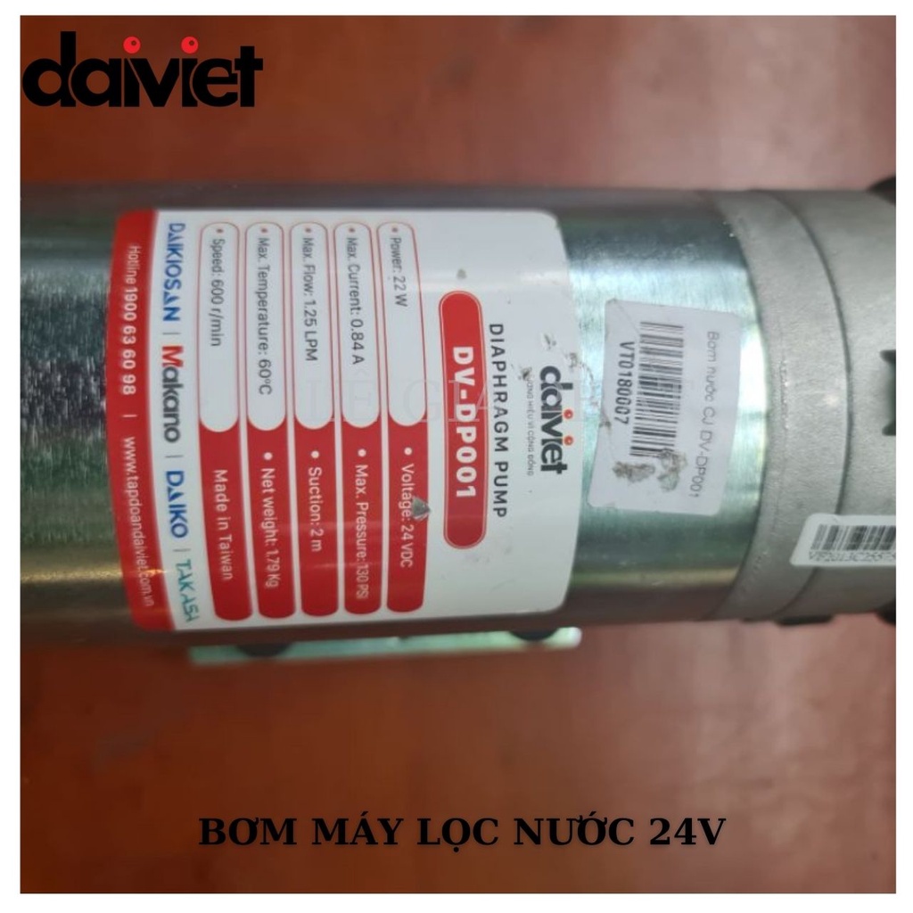 [Chính Hãng] Bơm Máy Lọc Nước 24V Đại Việt DV-DP001 - Nhập Khẩu Đài Loan (Tặng kèm co nhấn)