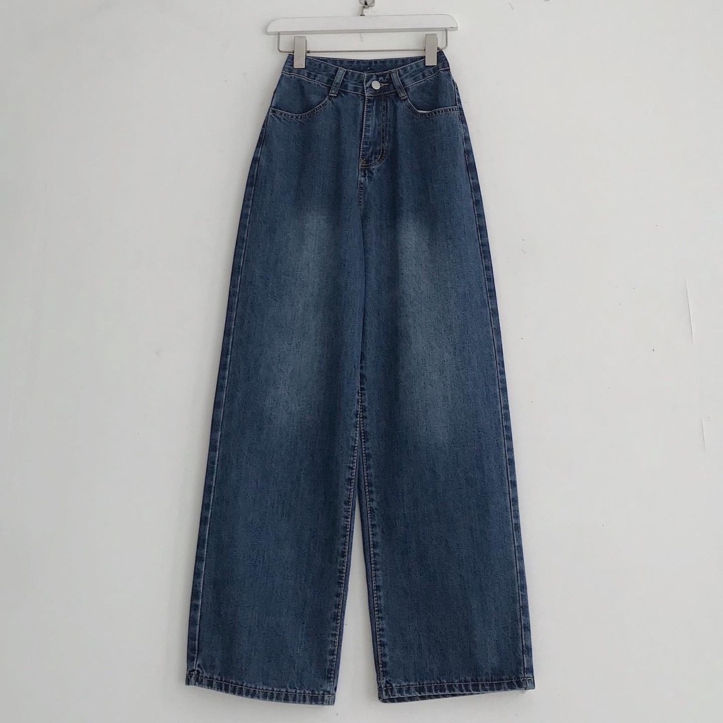 Quần Jean Nữ Lưng Cao AZAH  JEM CLOSET  Màu Xanh Thiết Kế Basic Phối Đồ Lên Dáng Siêu Xinh 2888