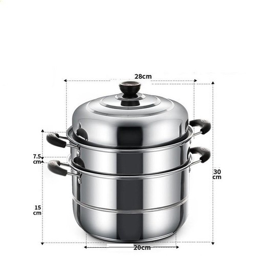 Nồi Hấp Inox 3 Tầng 28cm - Nồi Hấp Inox 3 Tầng