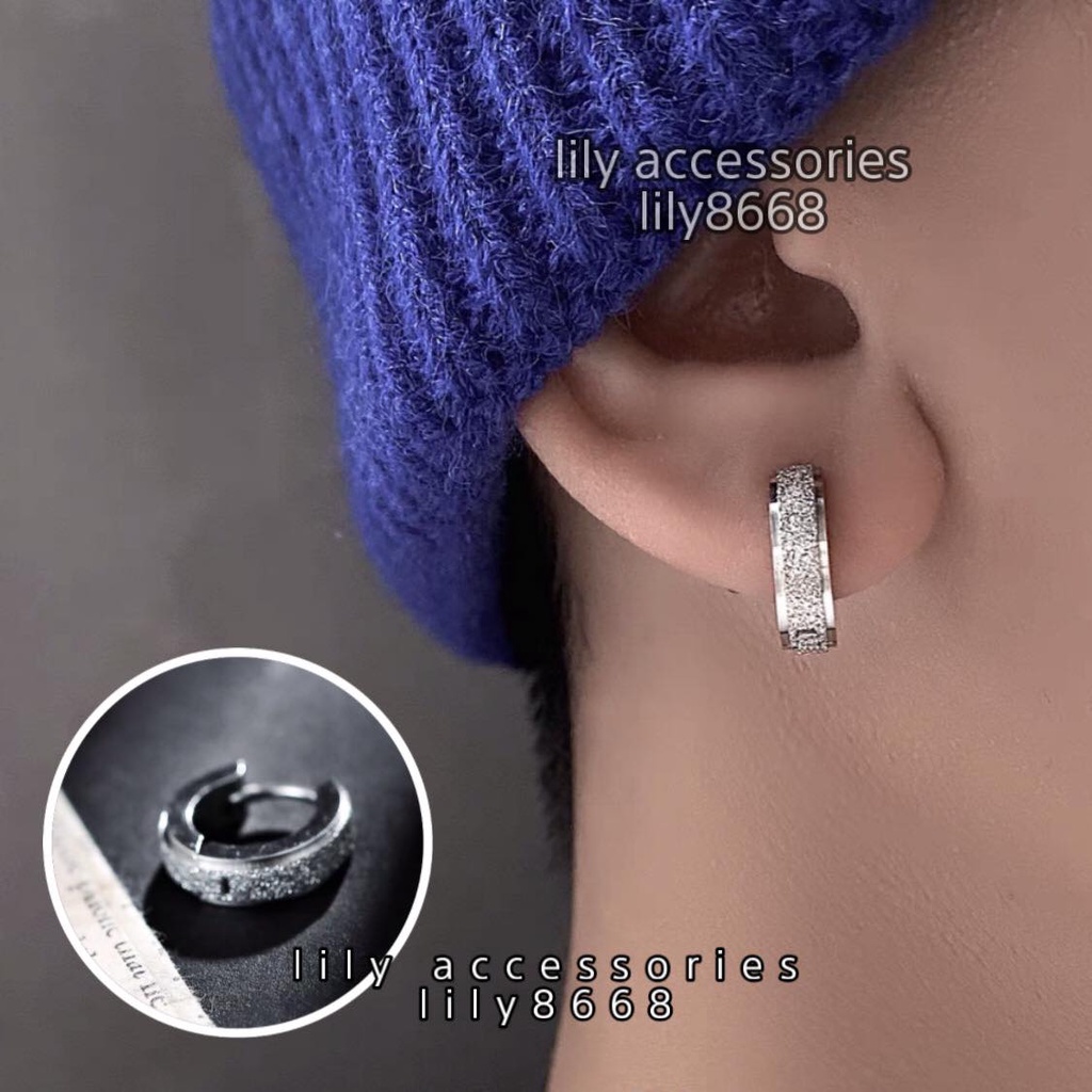 Hoop Earring khuyên tai titan tròn ánh kim lấp lánh không gỉ không đen không dị ứng cho nam và nữ unisex