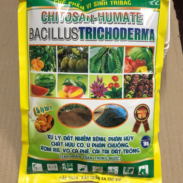 Chitosan Humate Bacillus Trichoderma/ Chế phẩm vi sinh Tribac 01 kg chống vàng lá, thối rễ, tăng phì nhiêu cho đất☘️