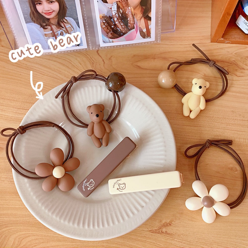 Cột kẹp tóc gấu hoa đáng yêu dễ thương