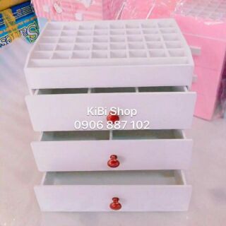 Tủ đựng mỹ phẩm 4 tầng 3 học tay cầm gỗ