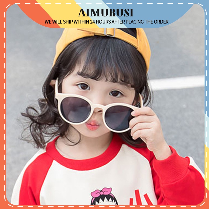 (AIMURUSI) COD Đứa Trẻ Con Gái Kính Chống Nắng Gọng Tròn Màu Sắc Kem Phong Cách Hàn Quốc Dành Cho Trẻ Em Chàng Trai