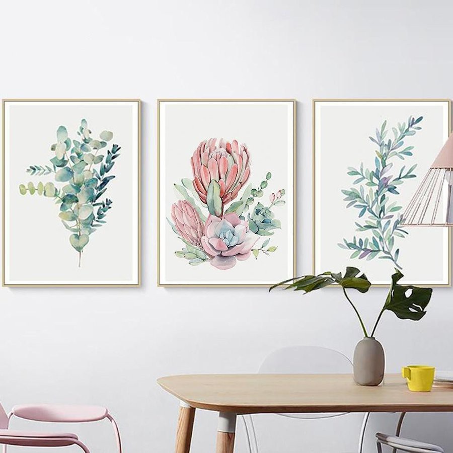 Bộ 3 bức tranh canvas treo tường cao cấp decor trang trí phòng ngủ, phòng khách - Tặng kèm đinh 3 chân đa năng