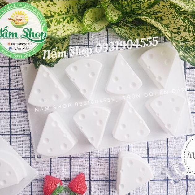 Khuôn silicon hình phô mai tam giác làm thạch, pudding, panna cotta, bánh cho bé ăn