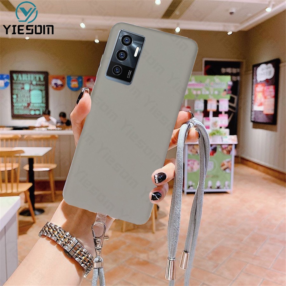 Ốp Điện Thoại TPU Mềm Màu Kẹo Có Dây Đeo Cổ Cho Vivo V23E V23 V20 V20SE V19