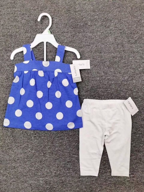 ❤️❤️ Set bé gái 2 dây chấm bi xanh xuất xịn