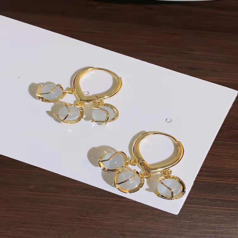 Khuyên Tai Đính Đá Opan Cao Cấp Phong Cách Hàn Quốc Dành Cho Nữ