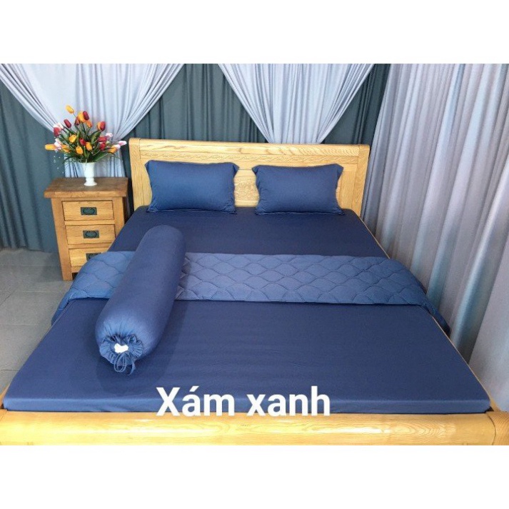 Ga - Drap Giường Lẻ Thun Mát Lạnh Lan Pham Bedding - Xám Xanh