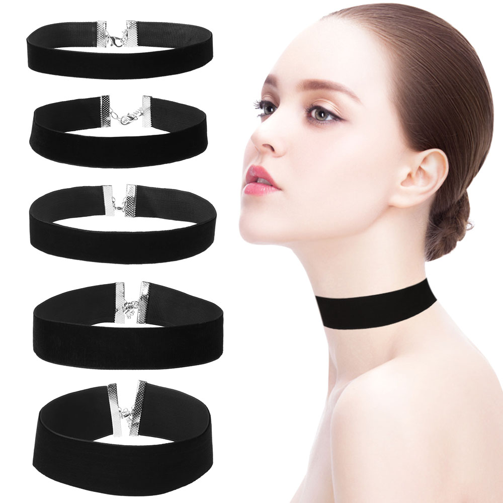 Vòng Cổ Choker Dây Nhung Đen Thắt Nơ Phong Cách Gothic Cổ Điển Thời Trang Cho Nữ