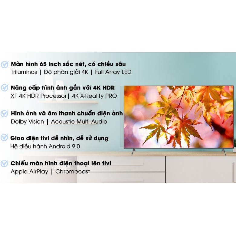 Android Tivi Sony 4K 65 inch KD-65X9000H (Miễn phí giao tại HCM-ngoài tỉnh liên hệ shop)