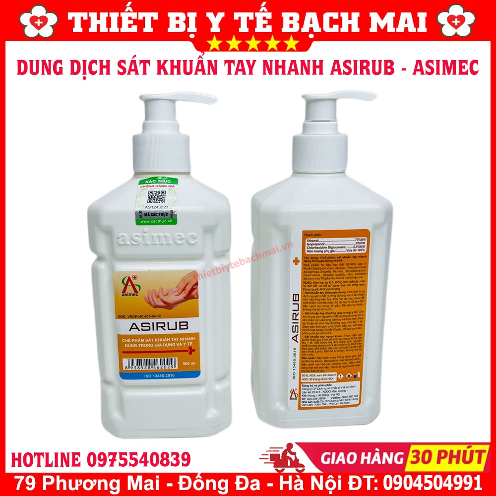 Nước Rửa Tay Khô Tiệt Trùng - Dung Dịch Sát Khuẩn Tay Nhanh ASIRUB 500ml