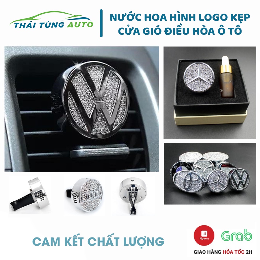 Nước hoa đính đá kẹp cửa gió điều hoà Logo các hãng xe trang trí, khử mùi hôi oto, xe hơi