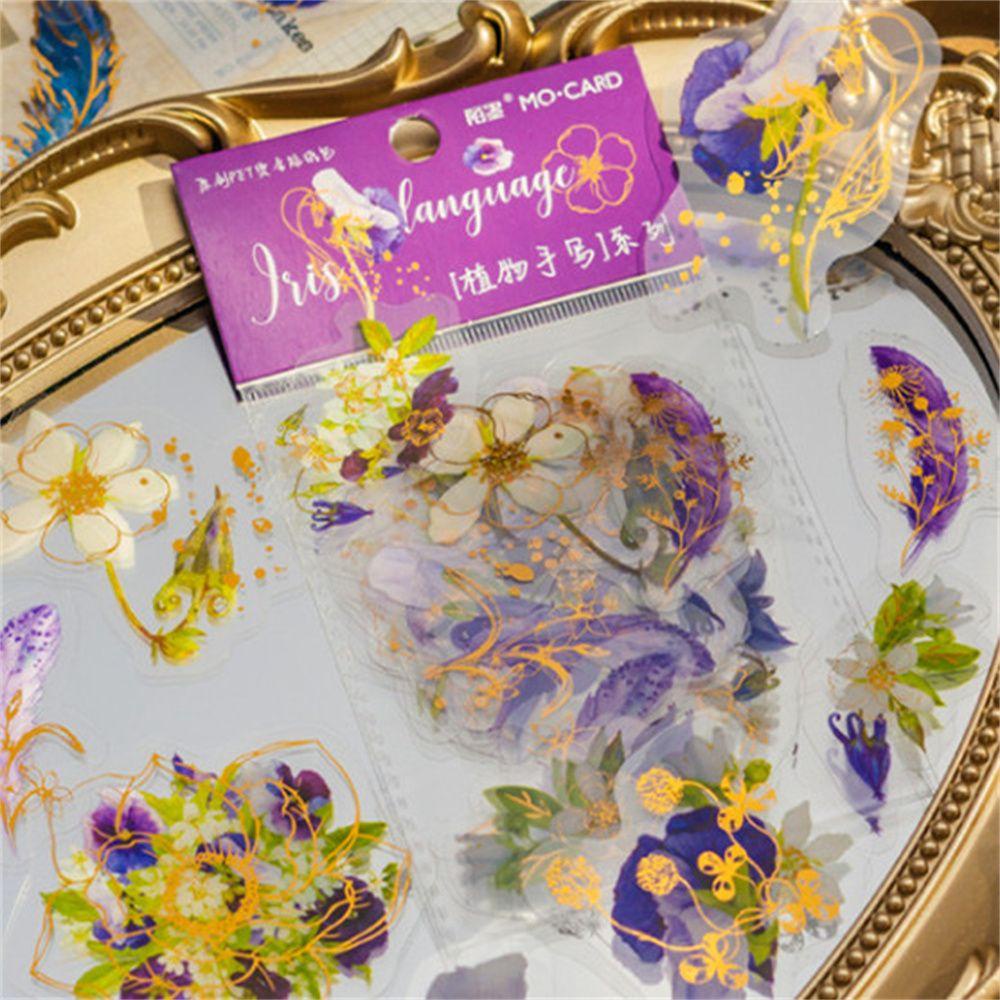 Bộ 30 Sticker Dán Trang Trí Hình Hoa Xinh Xắn|Miếng Dán Trong Suốt Nhiều Màu Sắc Trang Trí Sổ Tay