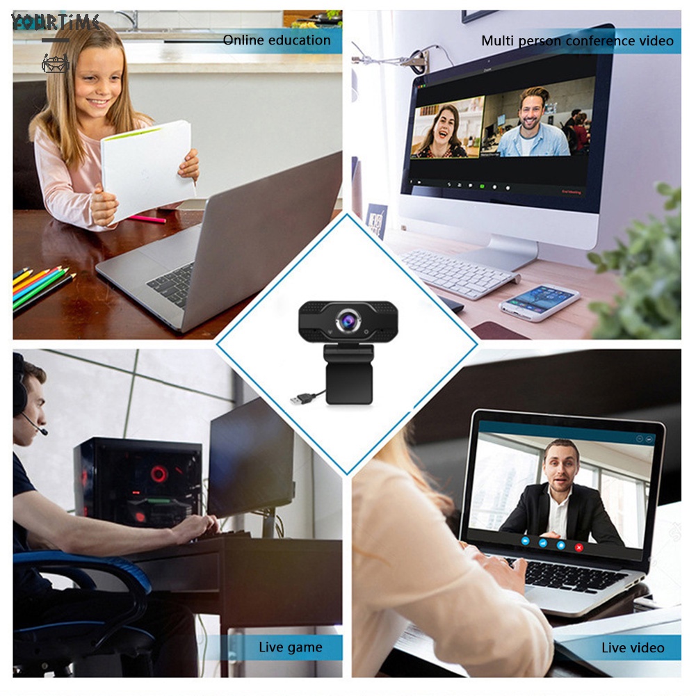 Webcam 2MP 1080P HD USB kèm micro hỗ trợ phát sóng trực tuyến | BigBuy360 - bigbuy360.vn