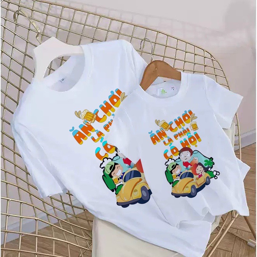 áo thun nhóm áo lớp in áo theo yêu cầu (ăn chơi phải có hội )đủ size cotton co giản thoải mái