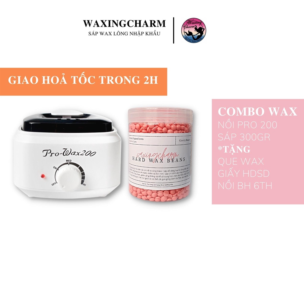 Combo Máy Nấu Sáp Prowax200 và 300gr Sáp Wax Lông Nóng Hard Wax Beans Dành Cho Nách, Body, Bikini