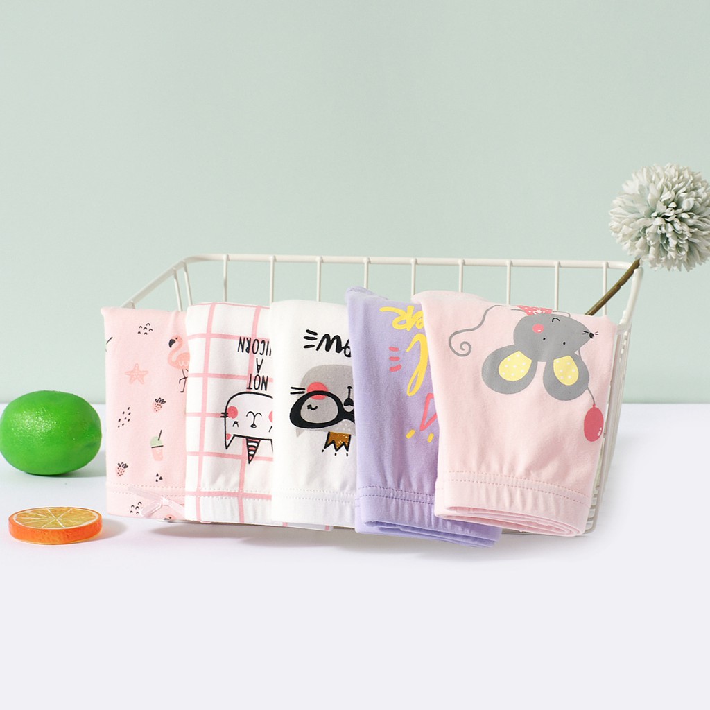 Quần chip đùi cotton cho bé gái Áo Lá Homewear, quần lót bé dễ thương hình mèo