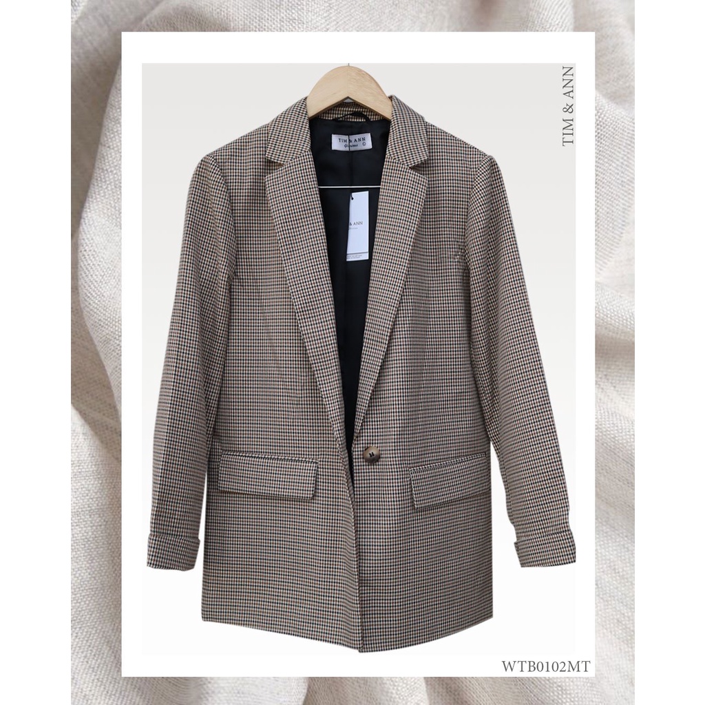 Áo Blazer Nữ 2 Lớp Dáng Suông - Carô 0102MT - Thời Trang Nữ Tim & Ann