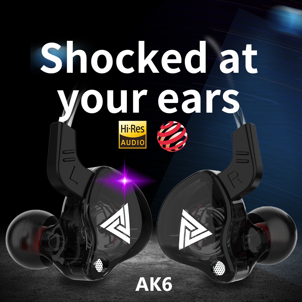 Tai nghe nhét tai TWITCH QKZ AK6 có dây giắc cắm 3.5mm kèm micro tiện dụng tùy chọn màu sắc