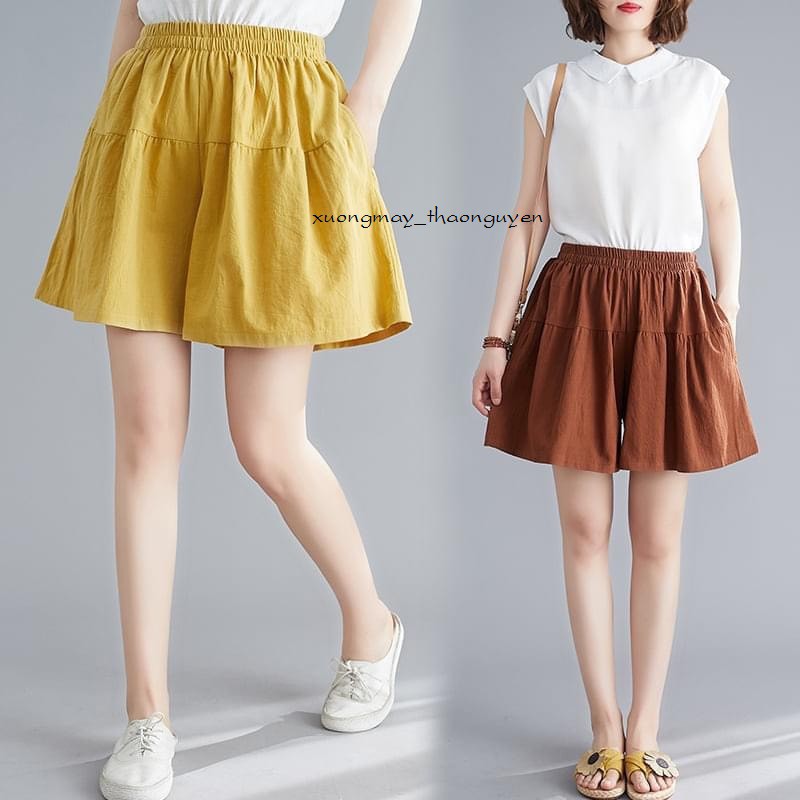 Quần đùi giả váy chất đũi nhiều màu mềm mại