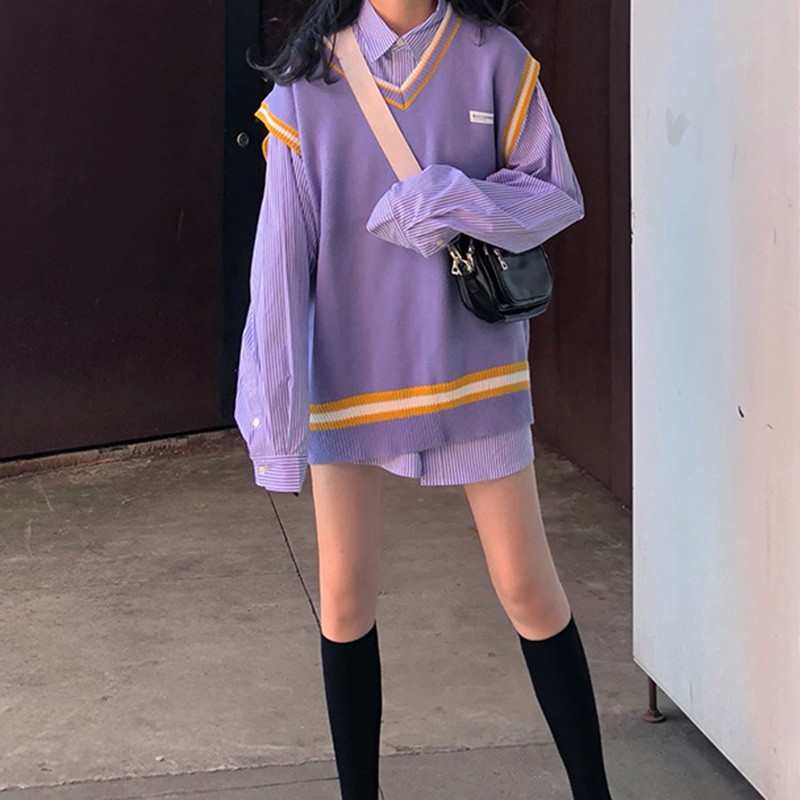 Áo Len Nữ Không Tay Cổ Chữ V Thời Trang Hàn Quốc