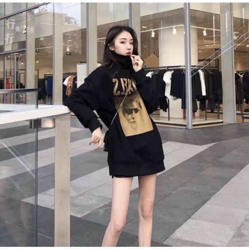 Áo Nỉ Nhung dài tay cao cổ Nữ dày dặn quảng châu