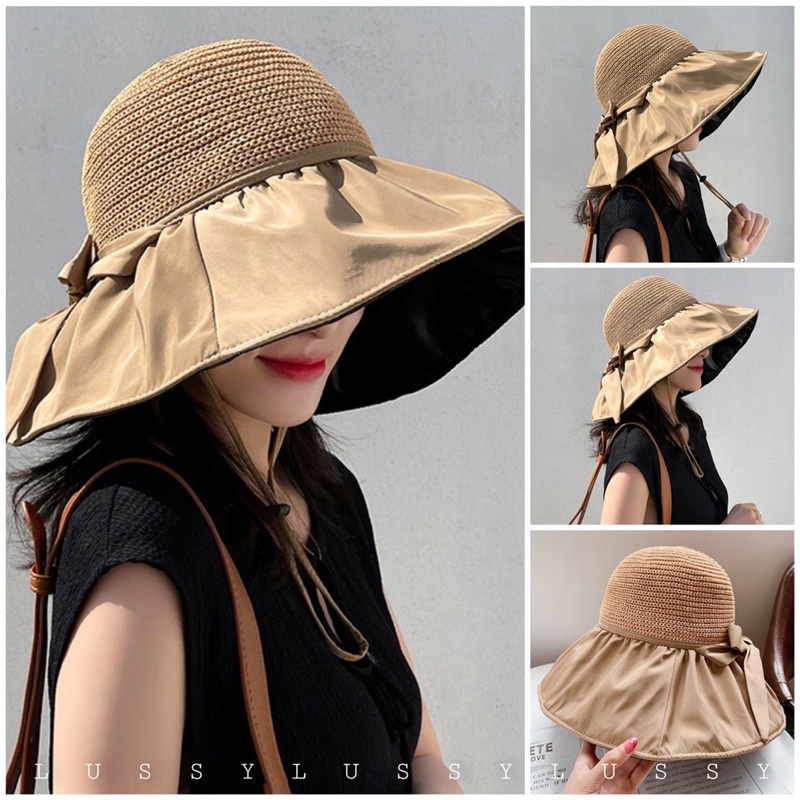 Mũ chống nắng vành rộng thời trang, mũ nón đi biển chống tia UV phong cách Uzzlang Hàn Quốc
