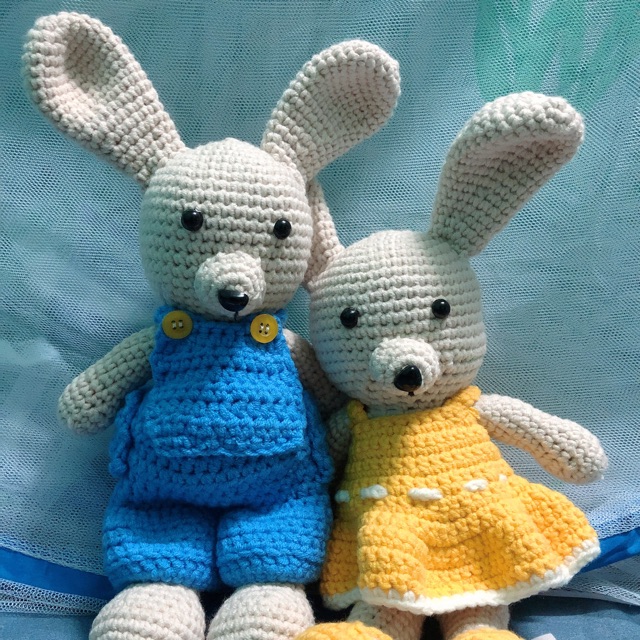 thỏ len handmade 100% milk cotton