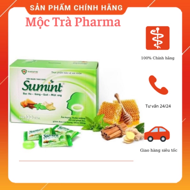 Ngậm giảm ho Sumint-Hỗ trợ giảm ho,đau rát họng,khản tiếng,giúp thơm miệng