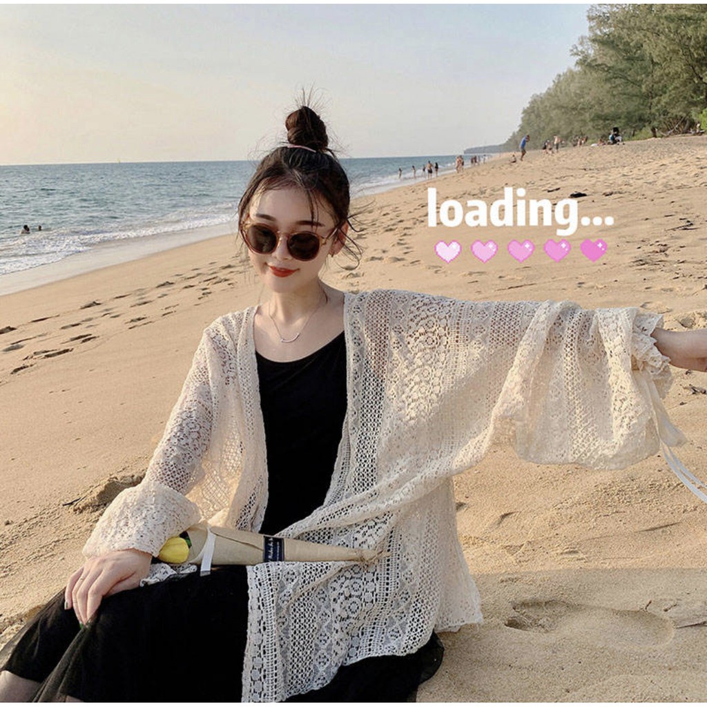 ⭕SẴN-LOẠI 1🔥 || Áo khoác cardigan ren lưới đi biển MÀU BE - Hàng mới về