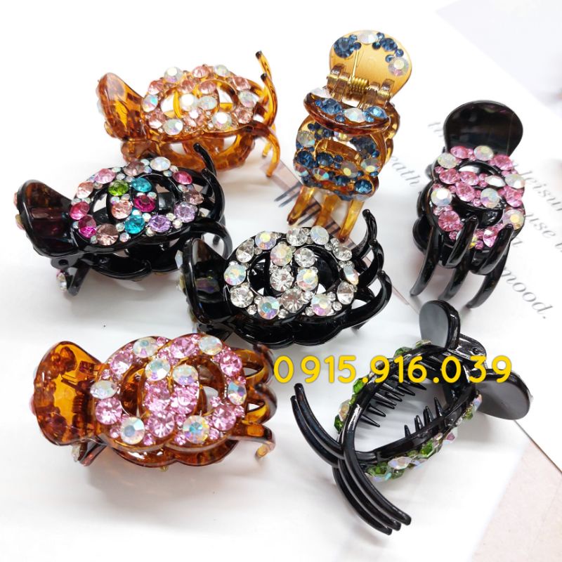 Kẹp càng cua 5 chấu đính đá lấp lánh, kẹp mẫu số 8