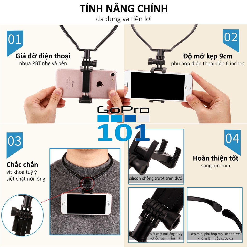 Vòng đeo máy quay GoPro, đeo điện thoại vào cổ Point of view GoPro101