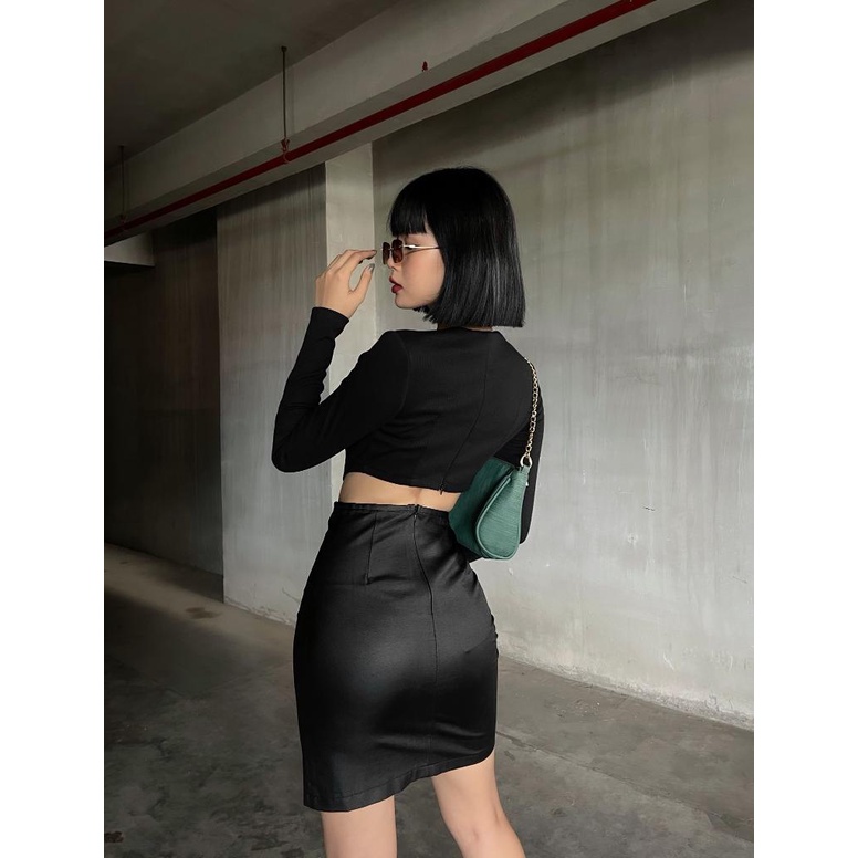 Chân váy da lucie - leather skirt - chân váy 02