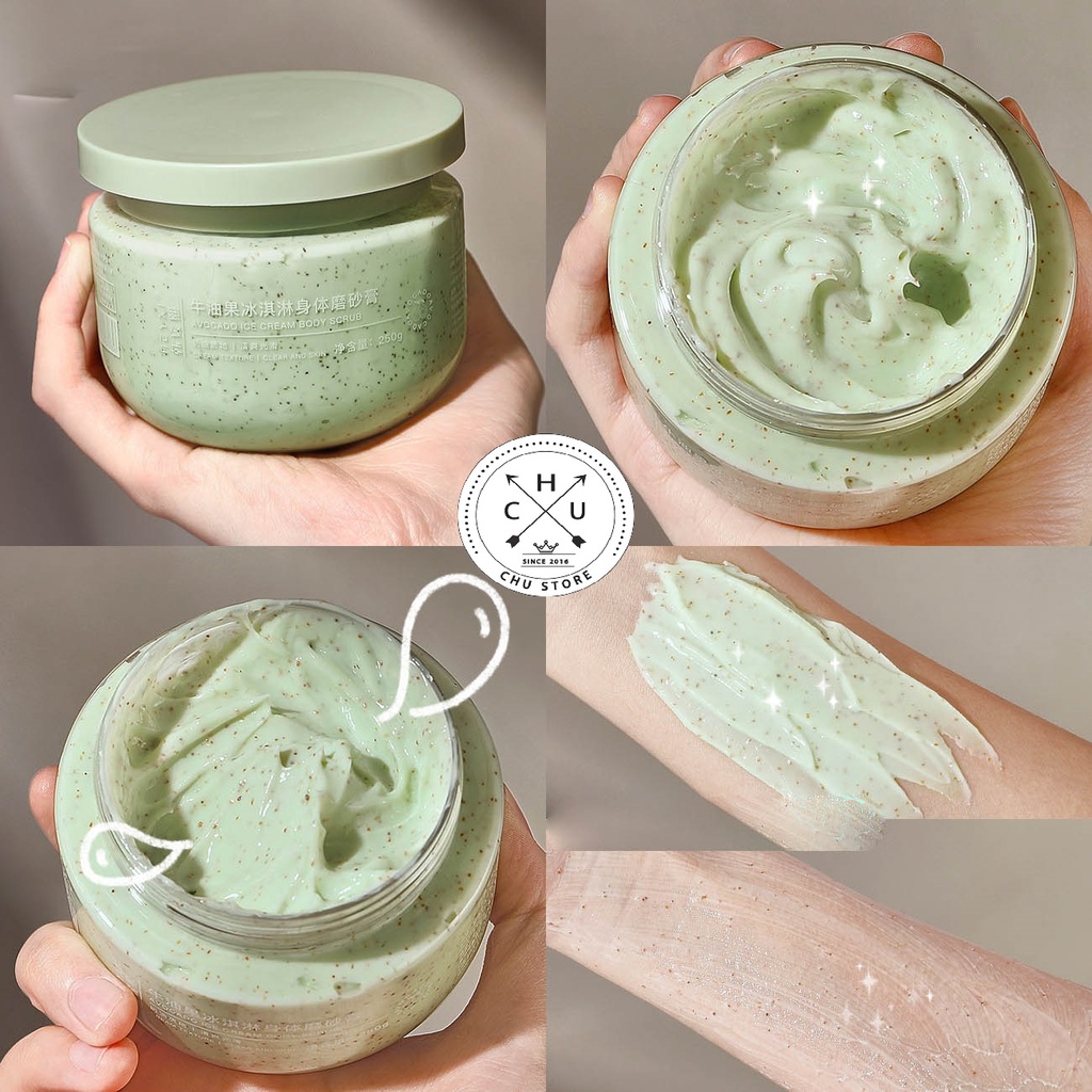 Tẩy Da Chết Toàn Thân Heyxi Bơ Avocado Ice Cream Body Scrub Moisturizing Nourishing 250G TDC2