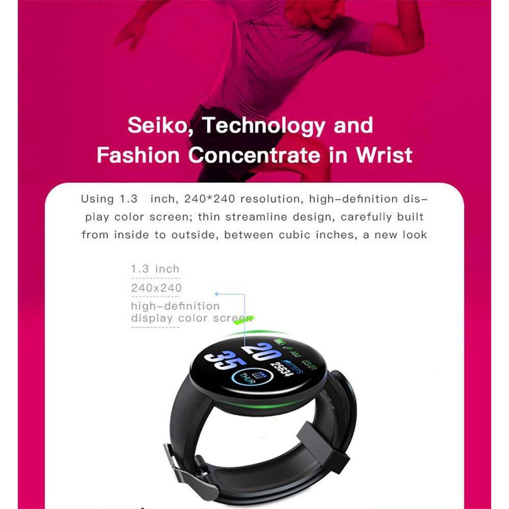 Đồng Hồ Thông Minh Kết Nối Bluetooth PK D13 D20 Y68 Theo Dõi Sức Khỏe Kèm Phụ Kiện