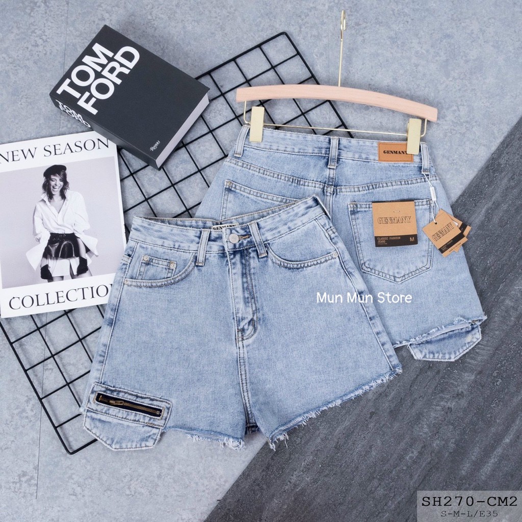 Quần short nữ lưng cao MunMunStore quần bò đùi cao cấp phom hàn quốc ulzzang ( ảnh + video thật)