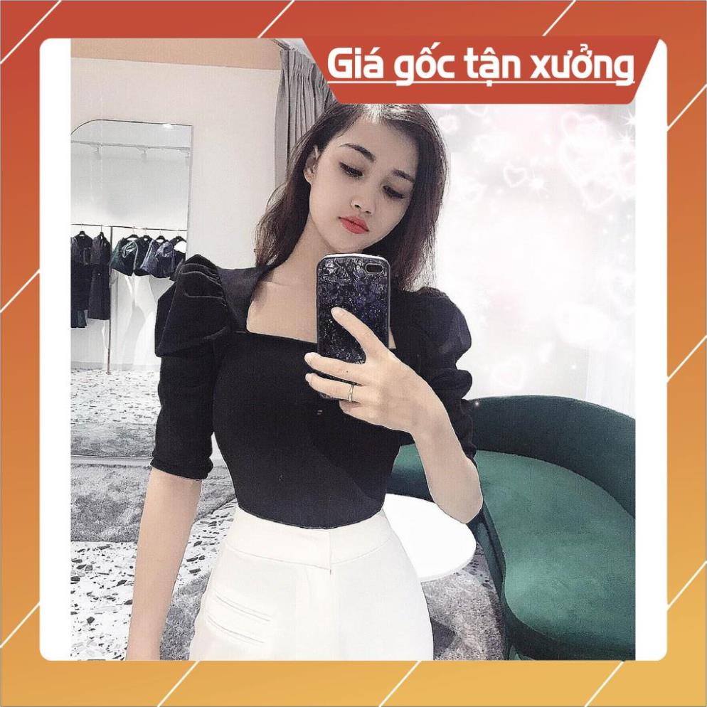 [Hàng Chất Lượng] (HÌNH THẬT) Áo Cổ Vuông Tay Phồng CHICA (ĐEN) | BigBuy360 - bigbuy360.vn