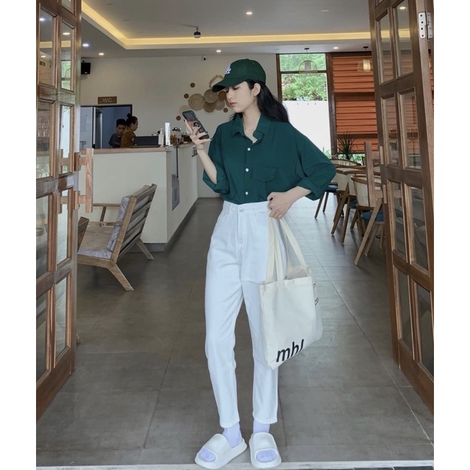 Sơmi đuôi tôm cách điệu dáng rộng oversize