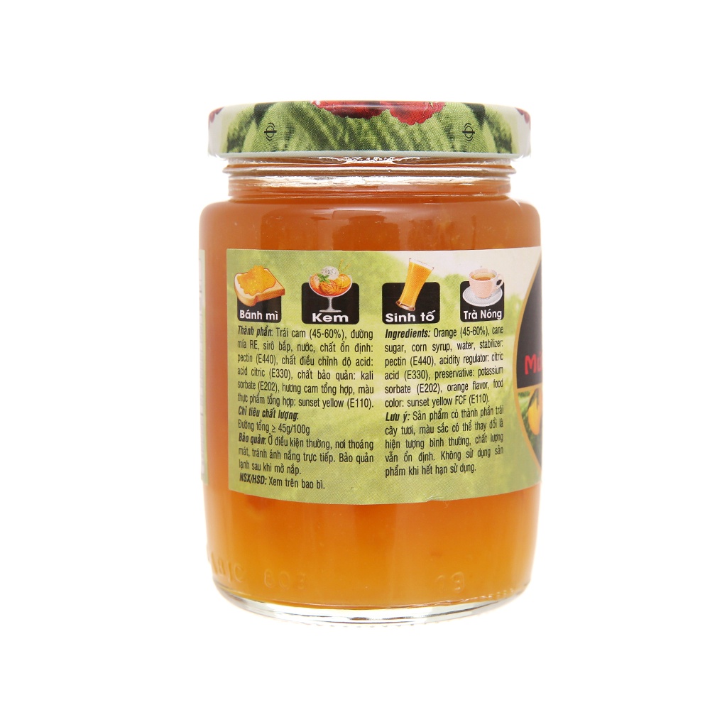 Mứt Cam Preserves Orange Marmalade GOLDEN FARM 210G - Dùng ăn kèm kem, sinh tố, bánh mì, sandwich, trà nóng