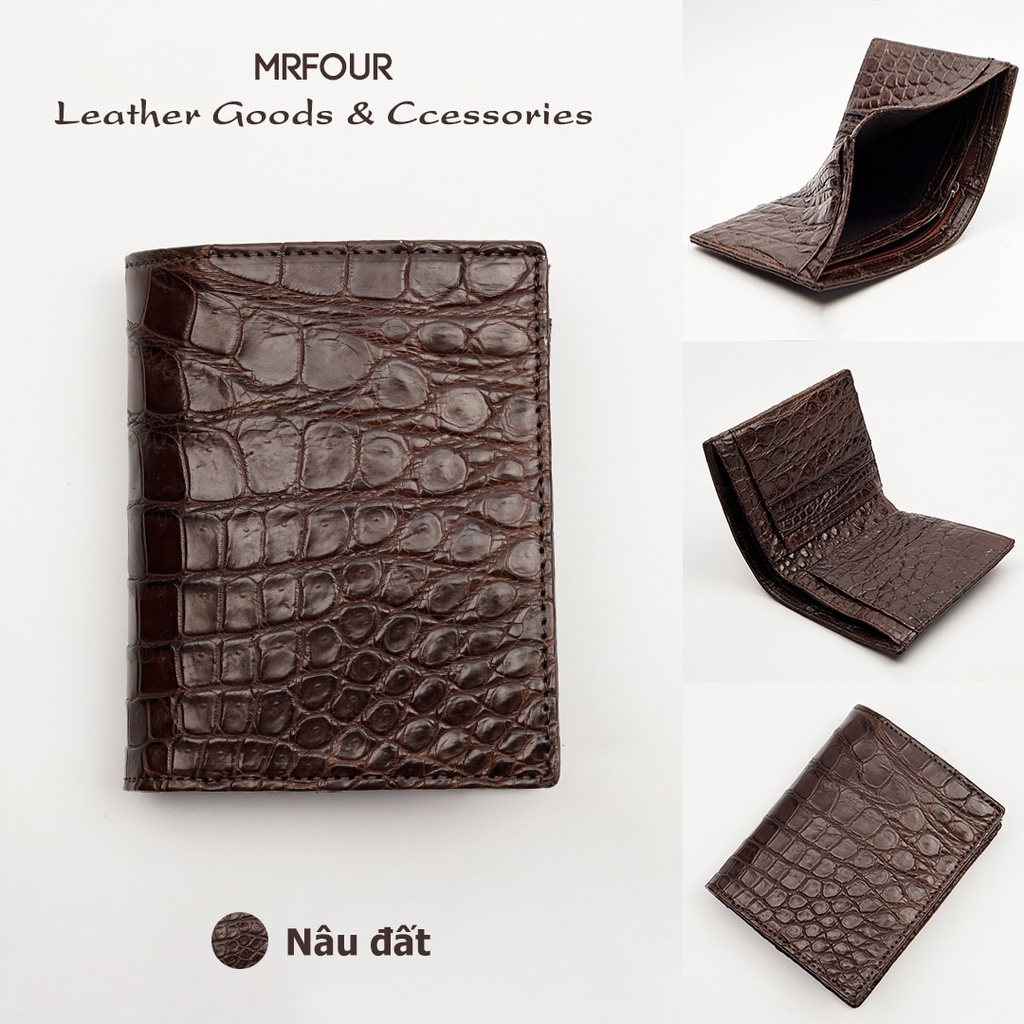 Ví Da Bụng Cá Sấu 2 Mặt MrFour - Bóp Nam Da Cá Sấu 2 Mặt Màu Nâu Đất | Wallets - Men's Wallets - Crocodile Men's Wallets